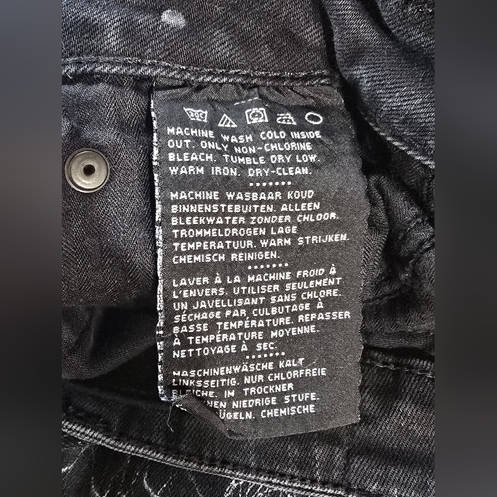 Harley Davidson Black Crackle Distressed Skinny Jeans Size 27 - Picture 7 of 12